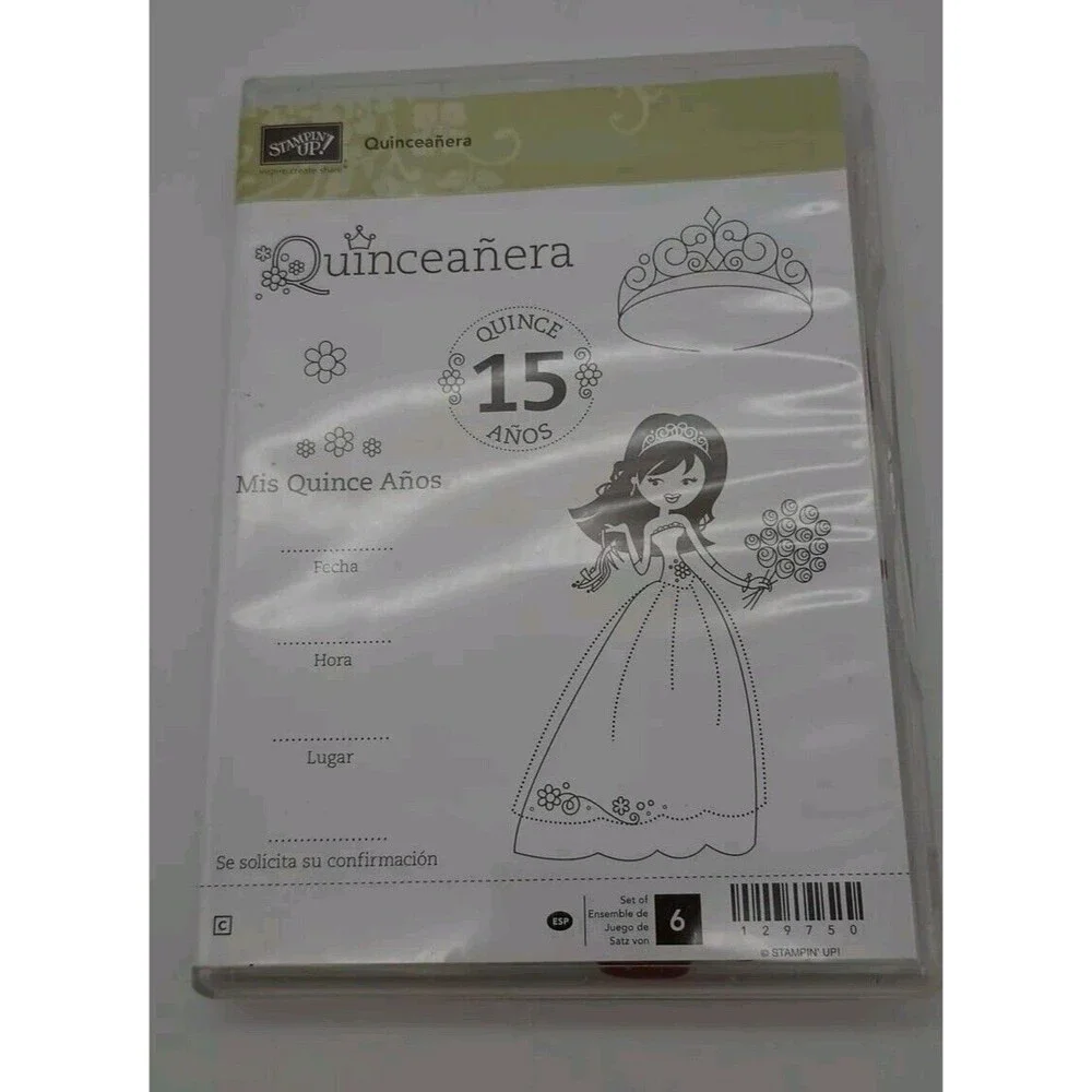 Stampin Up Quinceanera Stamp Set Bride Wedding Princess Crown 15 Years Spanish